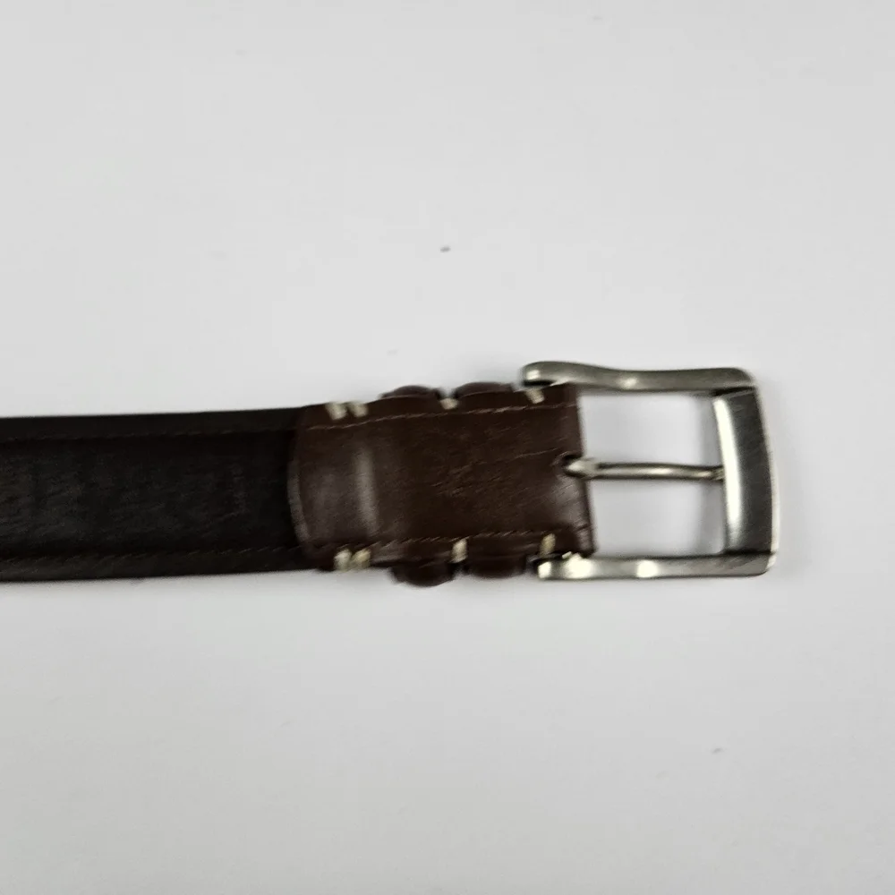 Timberland Brown Silver‎ Leather Logo Buckle MensBelt Accessories